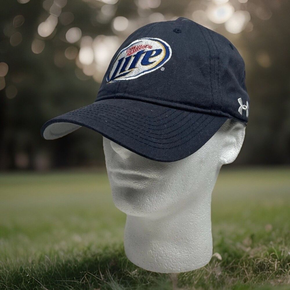 Under Armour Miller Lite Beer Logo Adjustable Hat Adult Navy Blue Embroidered